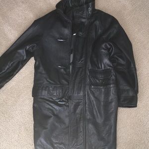 Coach Black Leather Toggle Coat